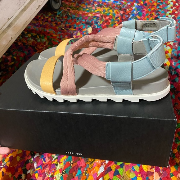 SOREL Roaming Decon Strappy Sandal in Crushed Blue Chrome NWB! - Picture 5 of 12